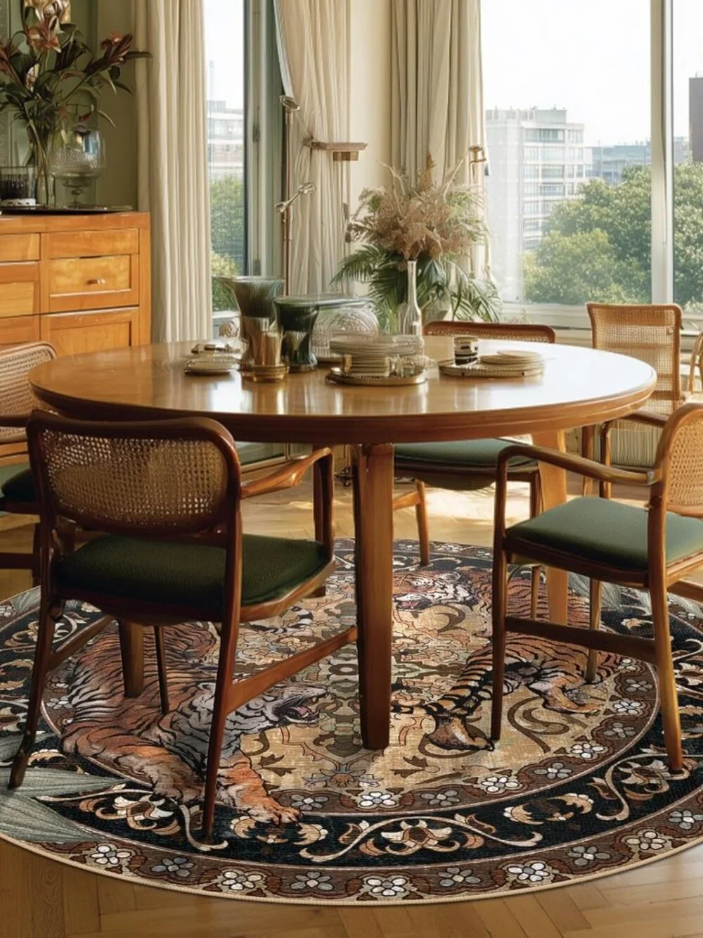 Round Tiger Area Rug 6ft - Picture 8 of 9